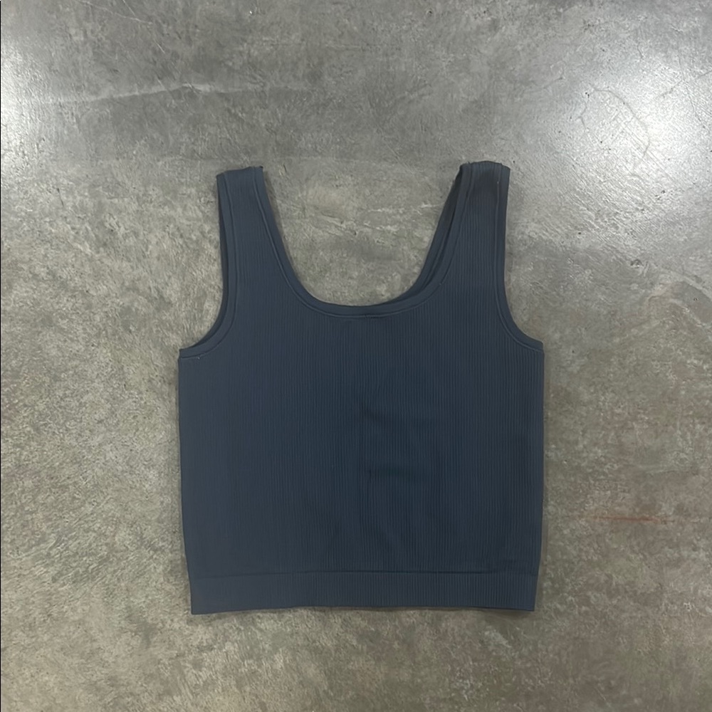 Dark Blue Ribbed Tank Top